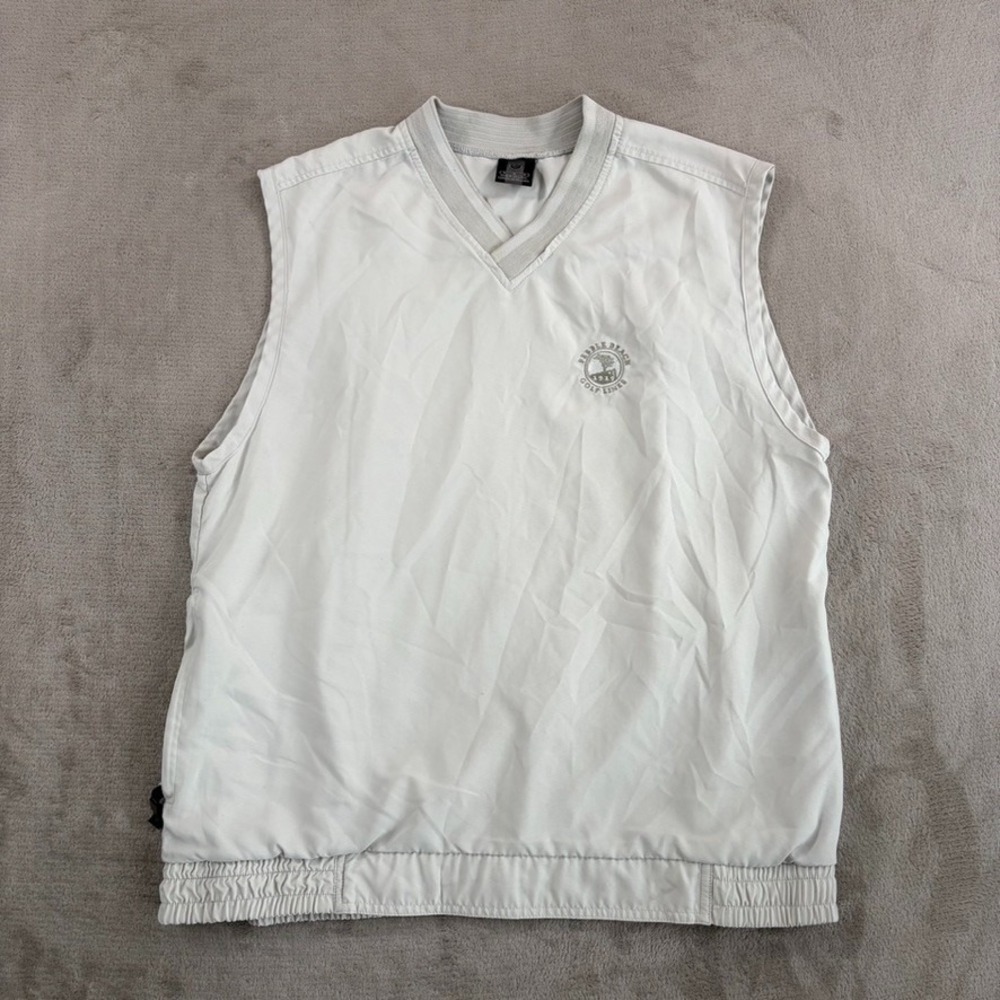 Vintage Nike x Pebble Beach Golf Links Performance Vest Light Grey Men Medium